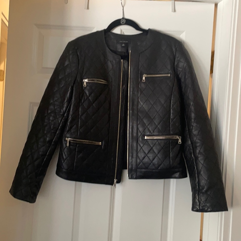 Quilted black leather jacket  (excellent shape; li